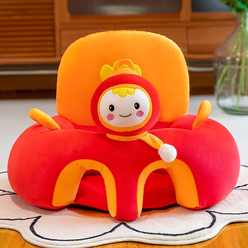 Plush Baby Seat Cover 55 x 55 x 40 cm (21.7 x 21.7 x 15.7 in) Cartoon Toddler Learn-to-Sit Support Chair Cover (No Filling)