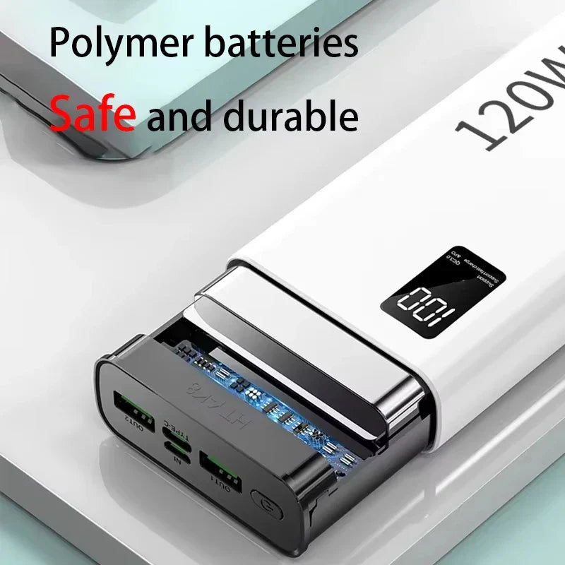 120W High-Capacity Power Bank (50,000/100,000/200,000mAh) Portable Fast Charger USB-C PD & USB-A with Digital Display