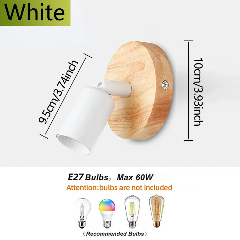 Vintage Industrial E27 Wall Sconce - Retro Wood & Iron Wall Lamp for Bedroom, Dining Room, Bedside