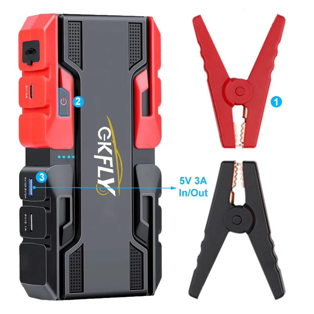 3000A Car Jump Starter and 44.4Wh Portable Power Bank 12V Emergency Battery Booster for Petrol & Diesel Vehicles
