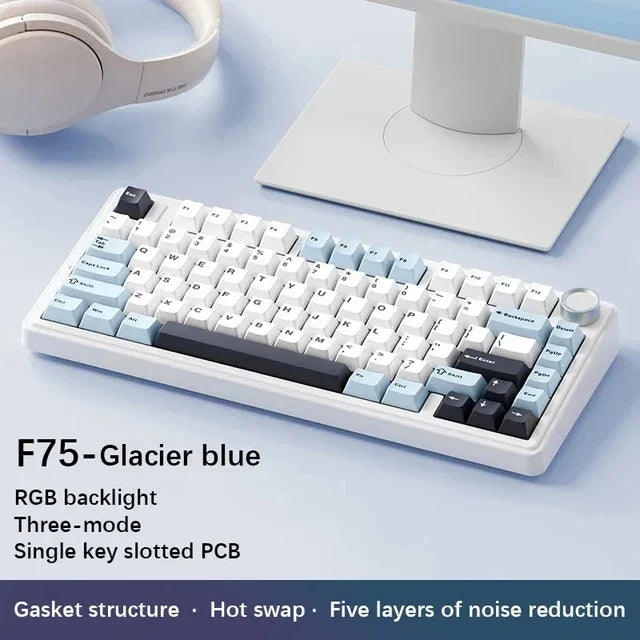 75% RGB Mechanical Gaming Keyboard — 78-Key Hot-Swappable Gasket Mount, 2.4G Wireless/Bluetooth/Wired, OEM Profile