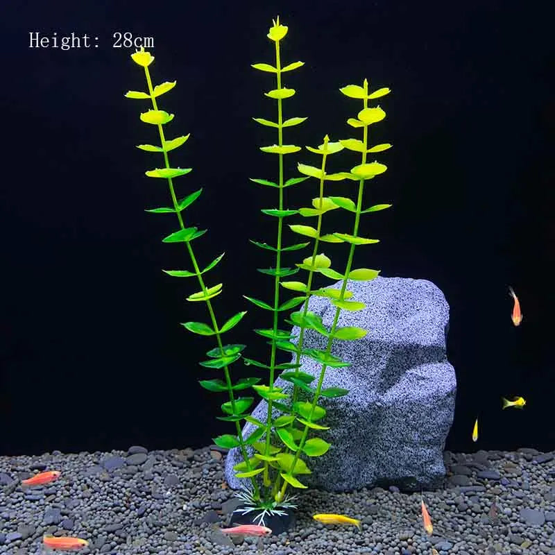 Artificial Aquarium Plants – Plastic Underwater Green Shrubs with Resin Base, Fish Tank Decoration