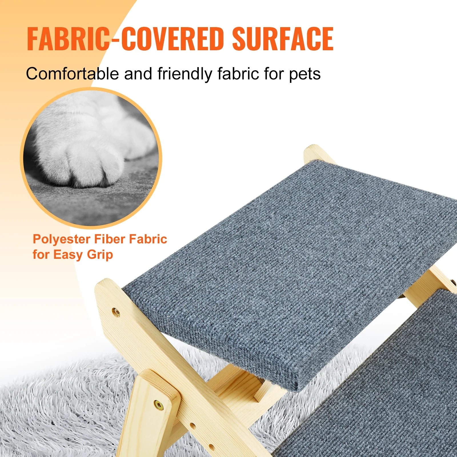 Foldable Wooden Pet Stairs & Ramp 2-in-1 — Pet Steps for Dogs & Cats, 30.9in x 18.5in x 25.5in (78.5 x 47 x 64.8 cm), Supports 150 lb (68 kg)