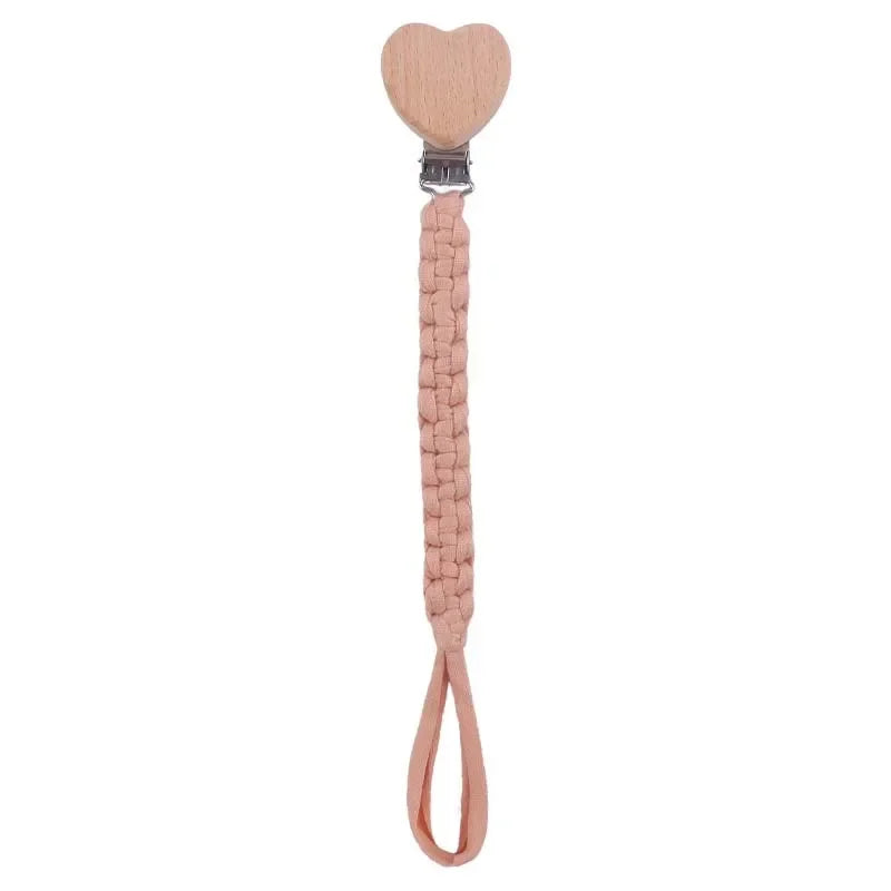 Personalized Wooden Pacifier Clip with Cloth Weave, Custom Name Baby Pacifier Chain and Teether Holder Newborn Gift