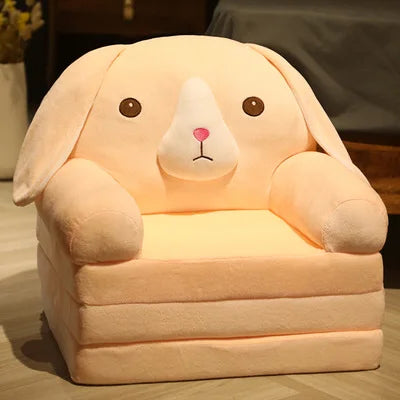 Foldable Kids Cartoon Sofa Bed — Plush Toddler & Baby Seat, Princess Nap Cushion
