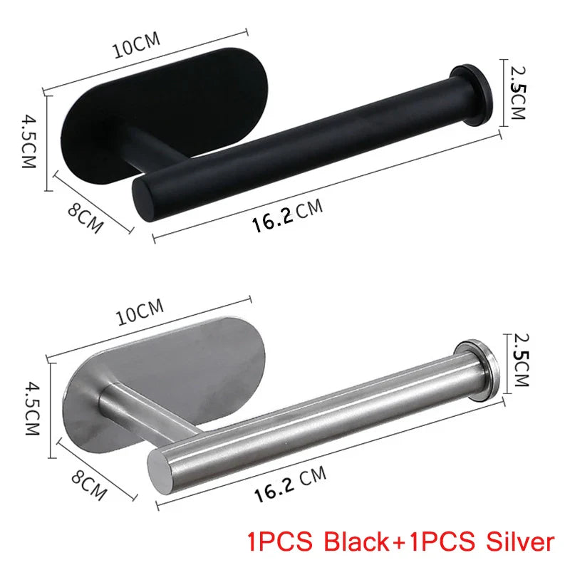 Stainless Steel No-Drill Self-Adhesive Wall-Mount Paper Towel & Toilet Roll Holder
