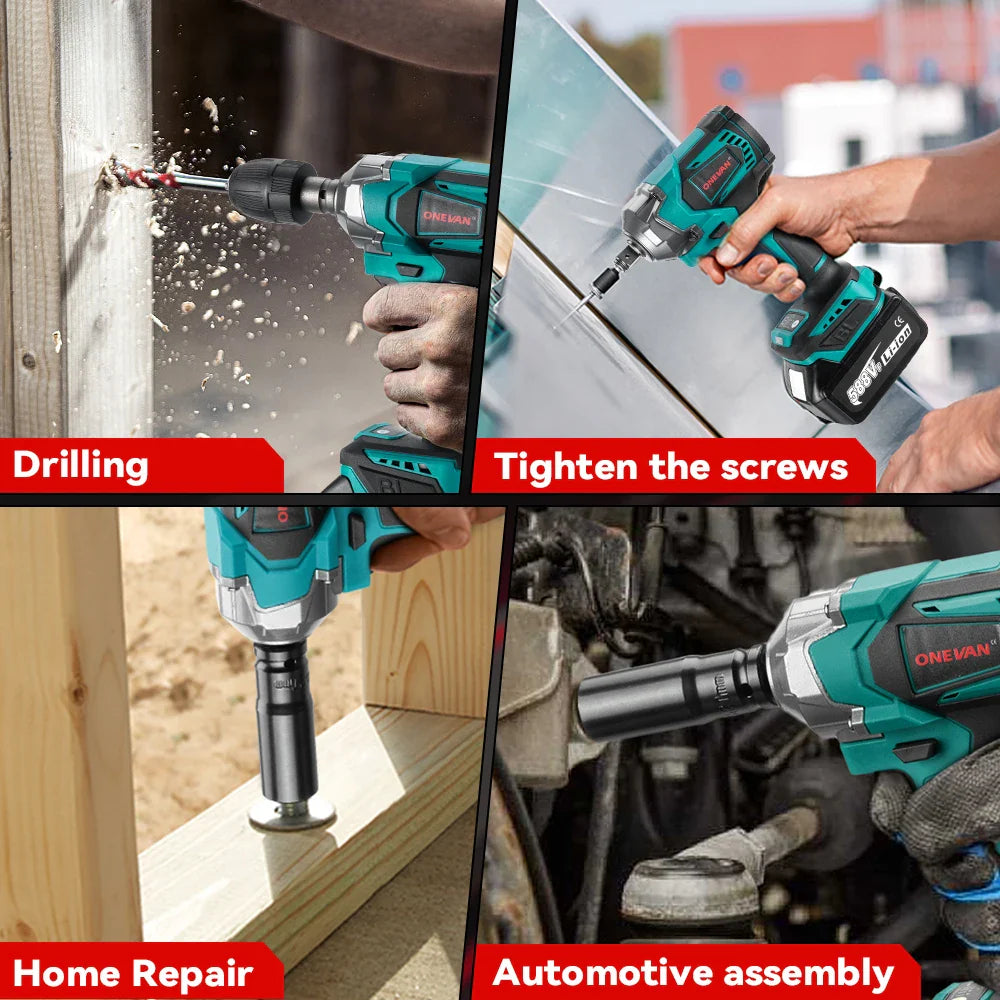Brushless Cordless Impact Wrench 1200 N·m 1/2 inch (12.7 mm) 3-Function 18V Portable Electric Torque Wrench