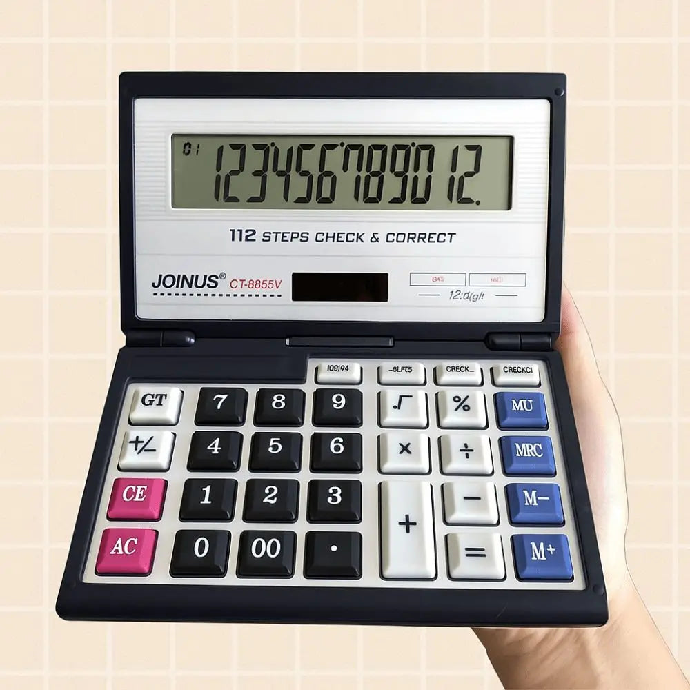 Foldable Flip Solar Calculator 12-Digit Large Screen Portable Financial Office Calculator