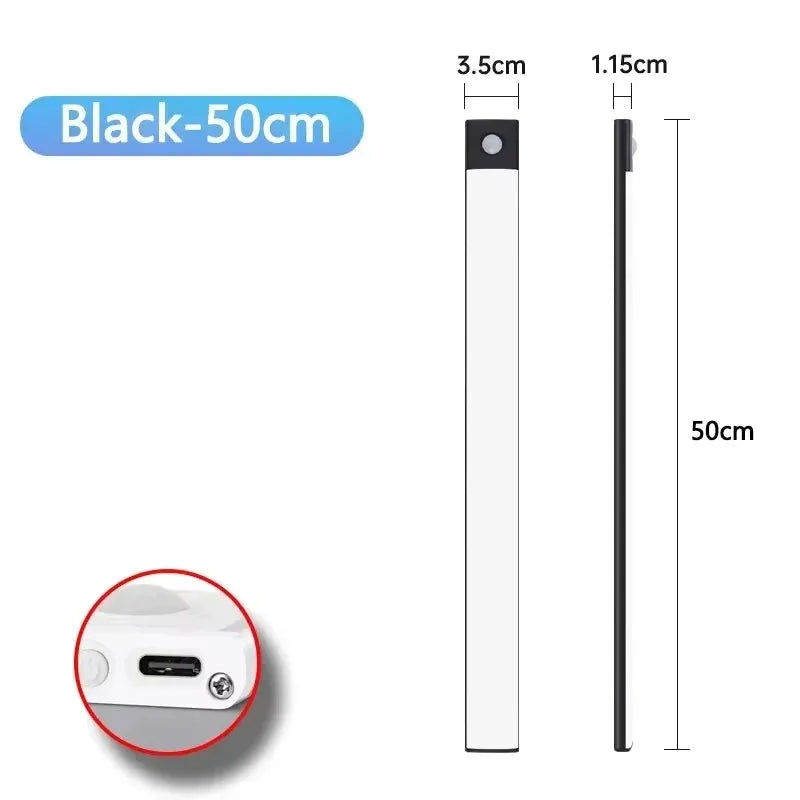 Rechargeable LED Motion Sensor Under Cabinet Light 10/20/30/40/50 cm (3.9/7.9/11.8/15.7/19.7 in) 3-in-1 Color Temp for Closet Kitchen Wardrobe