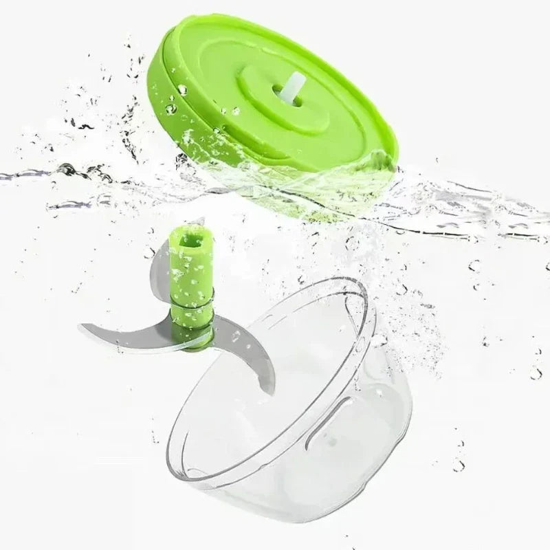 Manual Rope-Pull Food Chopper 500ml (17 fl oz) – Garlic Press, Vegetable & Meat Mincer