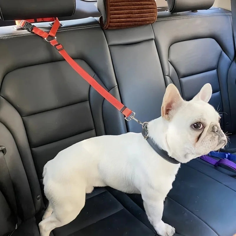 Two-in-One Pet Car Seat Belt Leash Adjustable Nylon Dog Seatbelt Harness for Backseat Safety