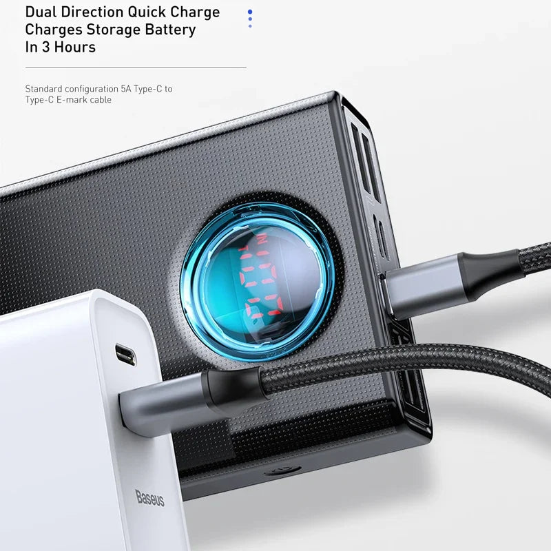 30000mAh 65W PD Power Bank Portable Charger USB-C Fast Charging for iPhone Android Laptops Tablets