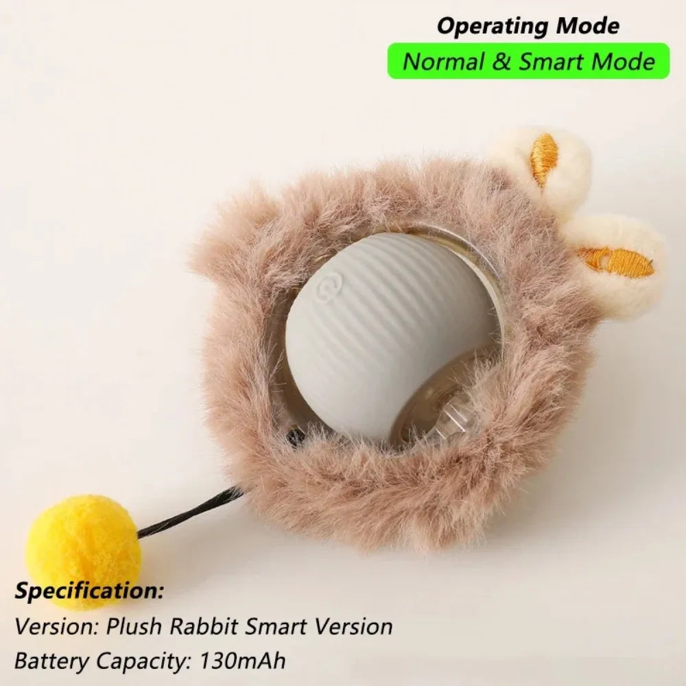 Interactive Rechargeable Rolling Cat Ball with Faux Tail – Automatic Smart Pet Toy for Cats & Small Dogs