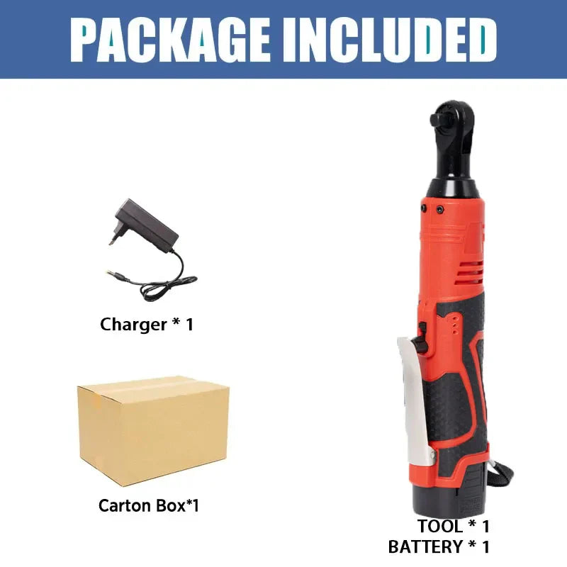Cordless Right Angle Impact Wrench 3/8 in (9.5 mm) — 12V/18V Brushless Rechargeable Electric Ratchet Driver for Auto & DIY