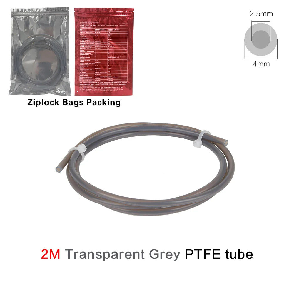 PTFE Bowden Tube for 1.75mm Filament – 2.5mm ID x 4mm OD (0.098 in x 0.157 in) Extruder Feed Tube for Mini 3D Printers