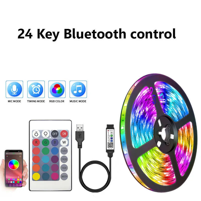 5050 RGB LED Strip Light 5V USB — Smart WiFi & Bluetooth LED Tape for TV, Bedroom, Kitchen | 5m & 10m Options