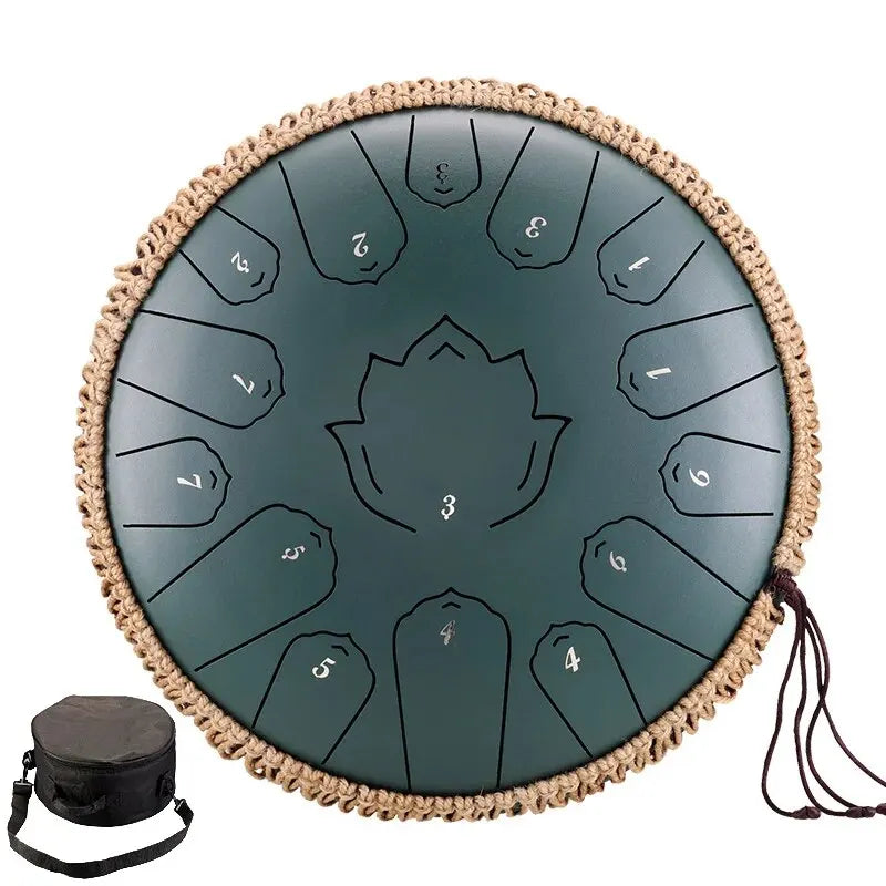 Steel Tongue Drum 13-Inch (32 cm) 15-Note C Scale Handpan-Style Percussion with Mallets & Carry Bag