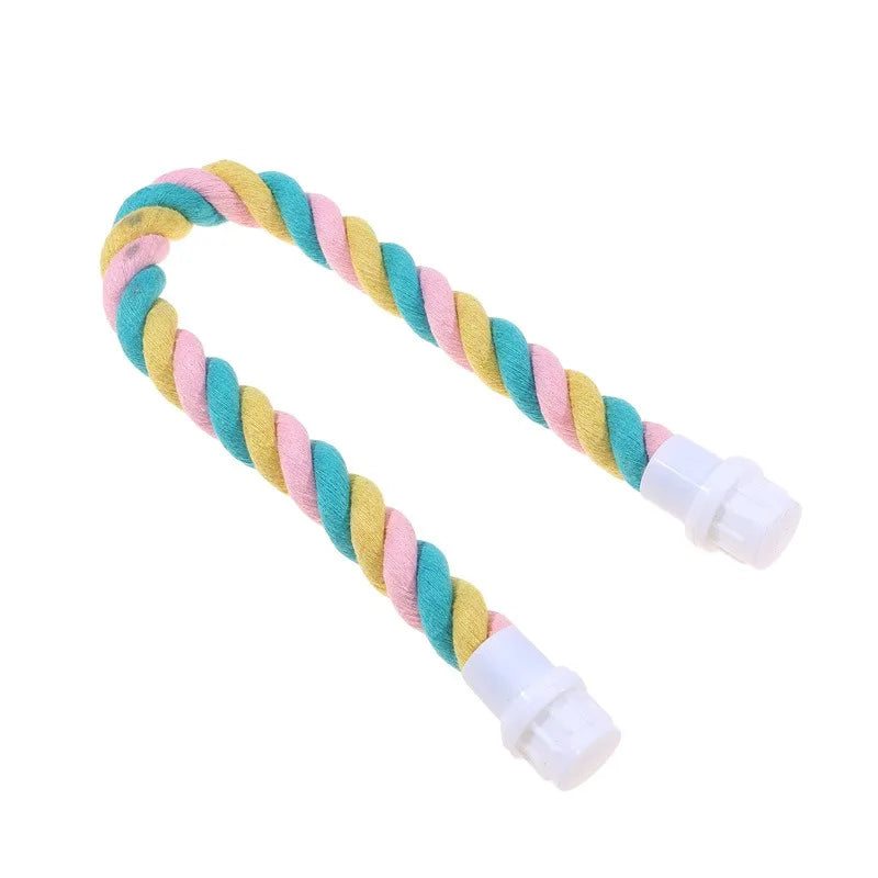 Parrot Cotton Rope Perch Toy – Colorful Chew & Climbing Swing for Birds, Cage Accessory (S/M/L)