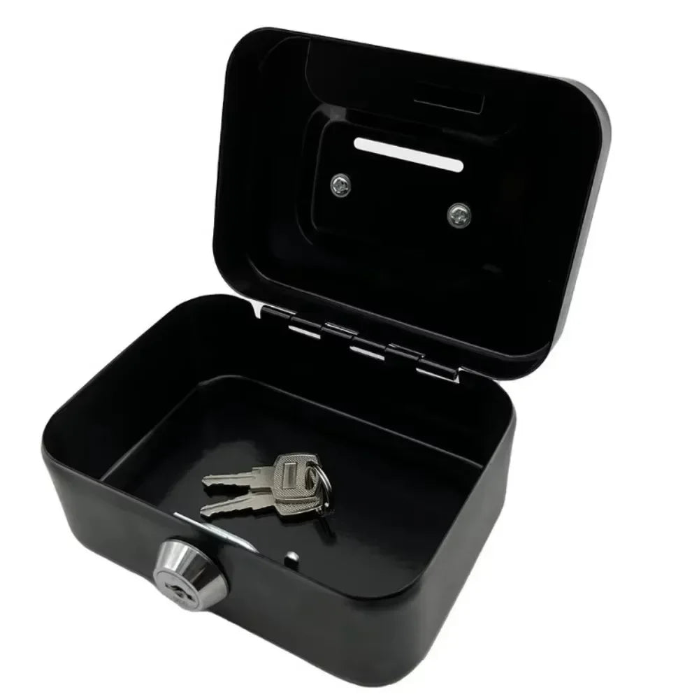 Metal Key Lock Cash Box with Handle – Small Lockable Money Organizer for Kids, 4.5 x 3.35 x 2.28 in (11.5 x 8.5 x 5.8 cm)