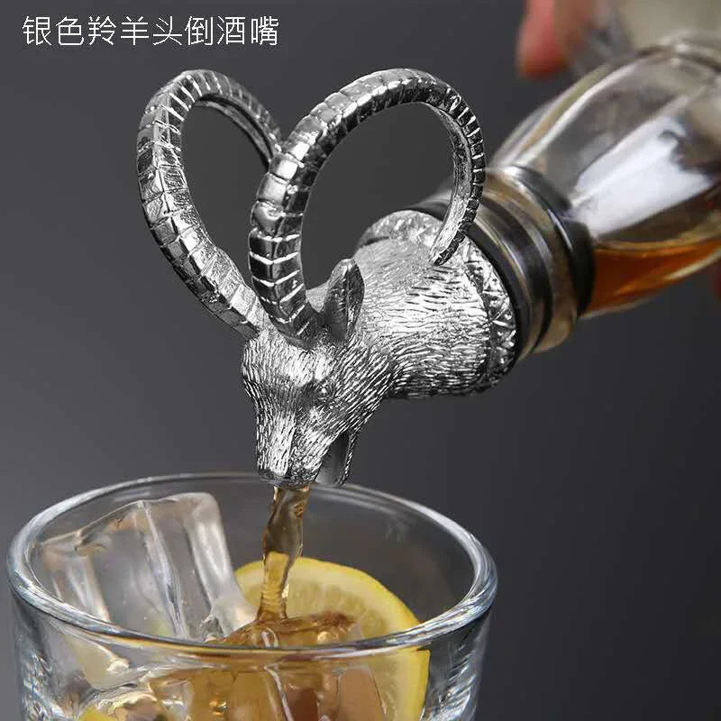 Zinc Alloy Animal Head Wine Pourer - Decorative Bottle Pour Spout & Stopper (Deer, Elk, Lion, Leopard, Wolf, Eagle, Dragon)