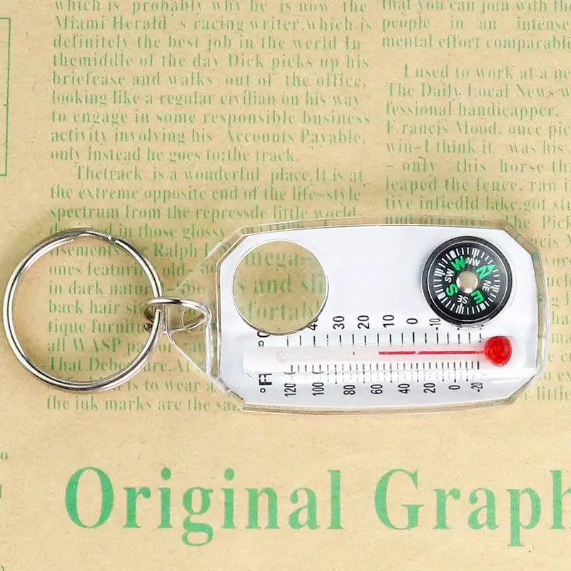 Mini Compass Keychain with Thermometer for Camping, Hiking, Climbing - Portable Outdoor Survival Tool