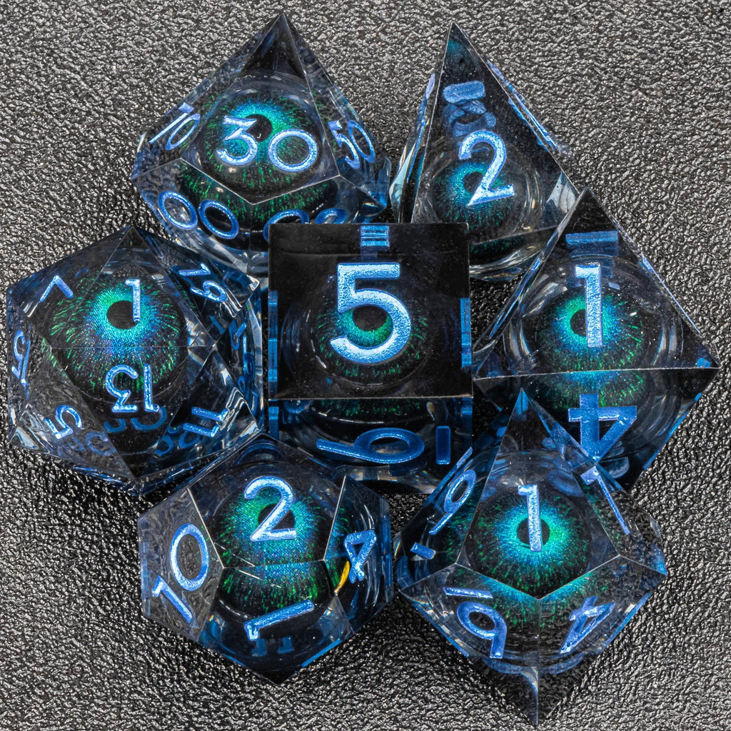 Handmade Resin 7-Piece D20 Polyhedral Dice Set for Dungeons & Dragons & Tabletop RPGs