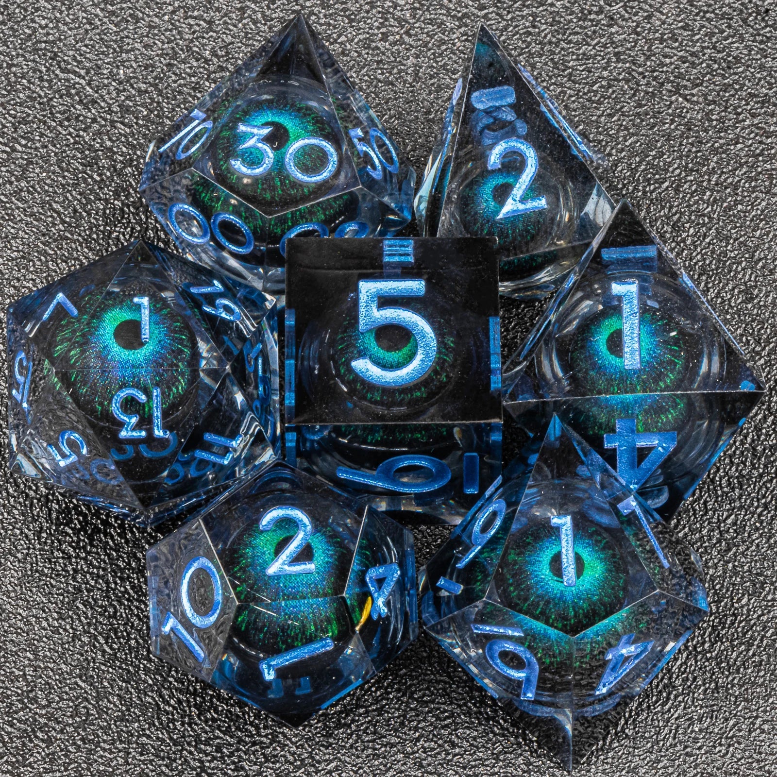 Handmade Resin 7-Piece D20 Polyhedral Dice Set for Dungeons & Dragons & Tabletop RPGs