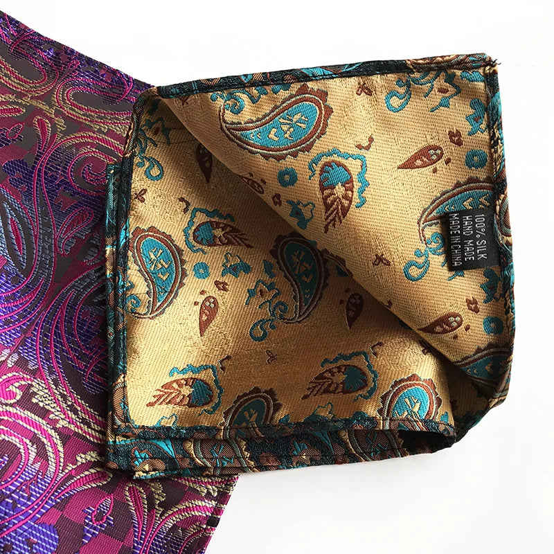 41 Colors 25 x 25 cm (9.8 x 9.8 in) Men's Pocket Square Handkerchief - Paisley, Dot & Stripe Wedding Hanky