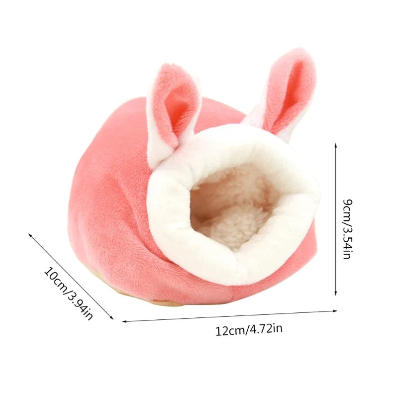Windproof Plush Small Pet Nest — Warm Winter House for Hamsters, Gerbils, Mice & Sugar Gliders (12 x 10 x 9 cm / 4.72 x 3.93 x 3.54 in)