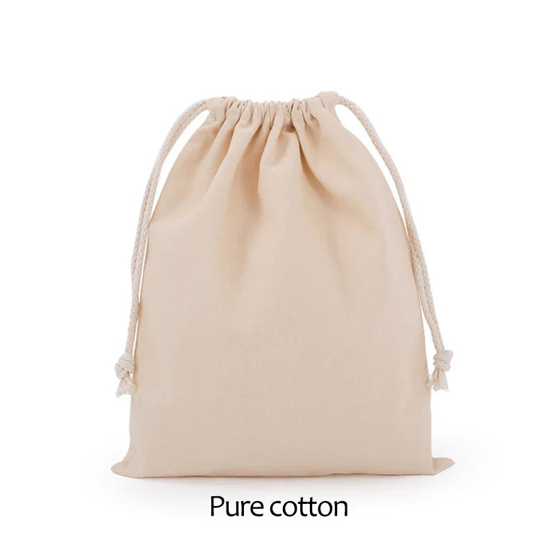 Cotton Drawstring Canvas Bags - White Reusable Gift & Storage Pouches for Candy, Jewelry, Travel and Home Organization