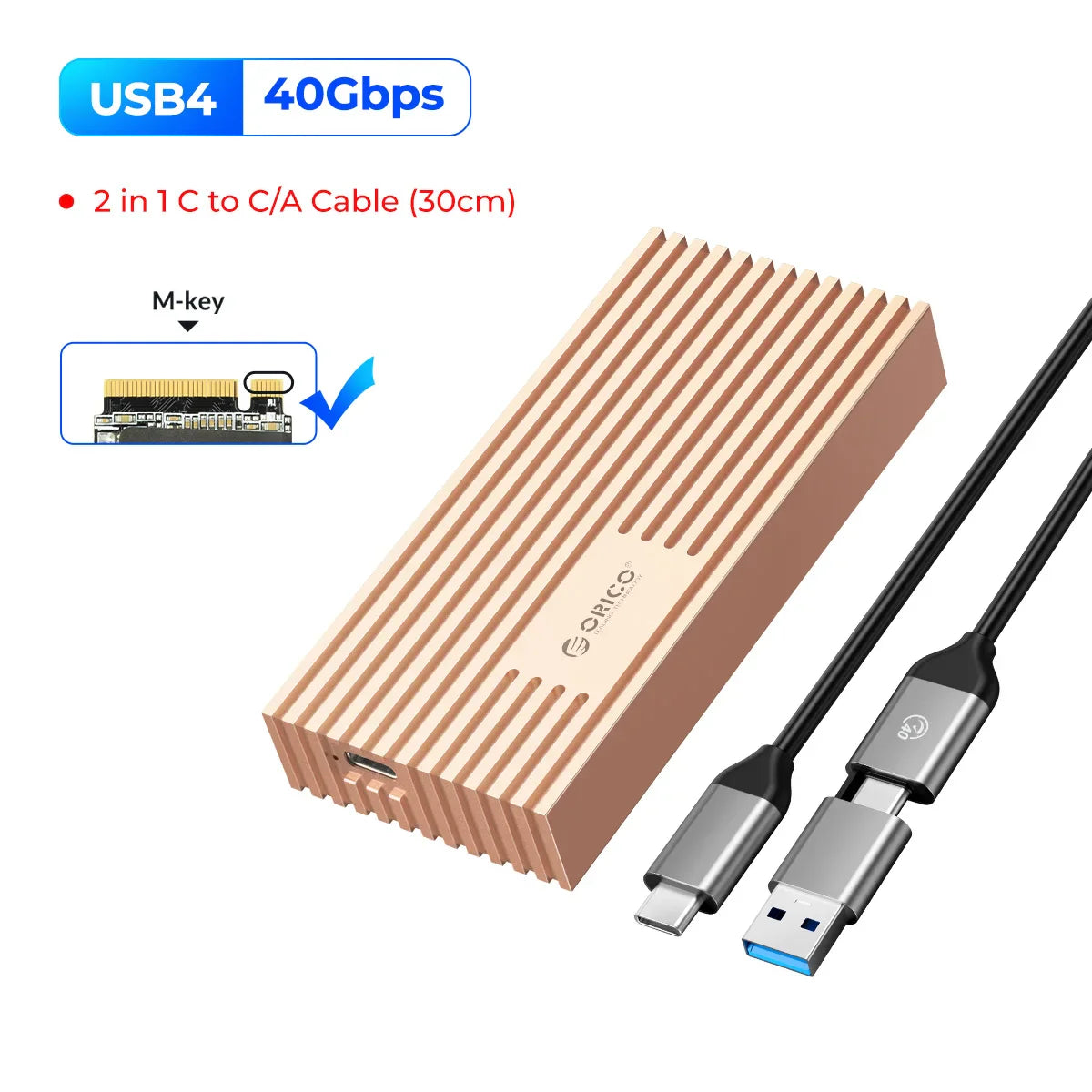 USB4 40Gbps NVMe M.2 SSD Enclosure — USB-C External PCIe 3.0 x4 Case (Thunderbolt 3/4 Compatible)