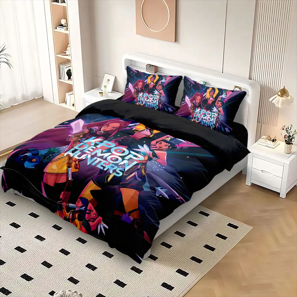 3-Piece K-Pop Girl Group Printed Duvet Cover Set (No Insert) - Microfiber Polyester, Machine Washable, Multiple Sizes 1.0–2.8 m (3.3–9 ft)