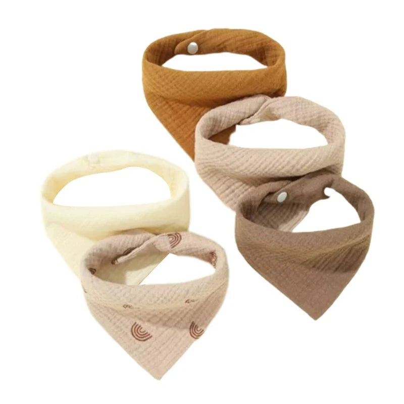 5-Pack Cotton Baby Drool Bibs Soft Absorbent Button Closure Unisex Newborn Infant Feeding Bibs