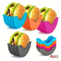 4-Pack Retractable Silicone Burger Holders — Washable Sandwich & French Fry Clips