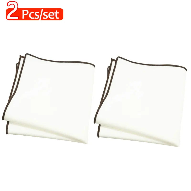 2-Pack Men's Cotton Linen Handkerchiefs White Pocket Squares 9 x 9 in (23 x 23 cm)