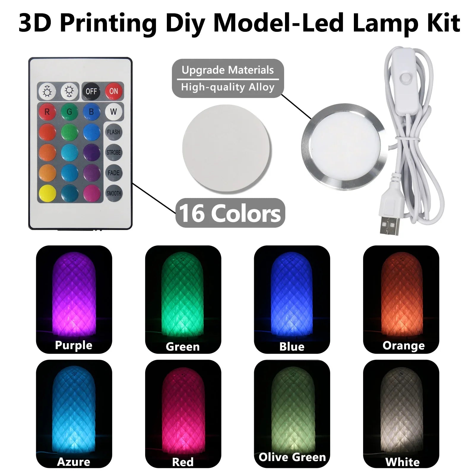 DIY 3D Printing Model Kit – Aviation Engine, Wireless Mouse & LED Light Parts for Makers