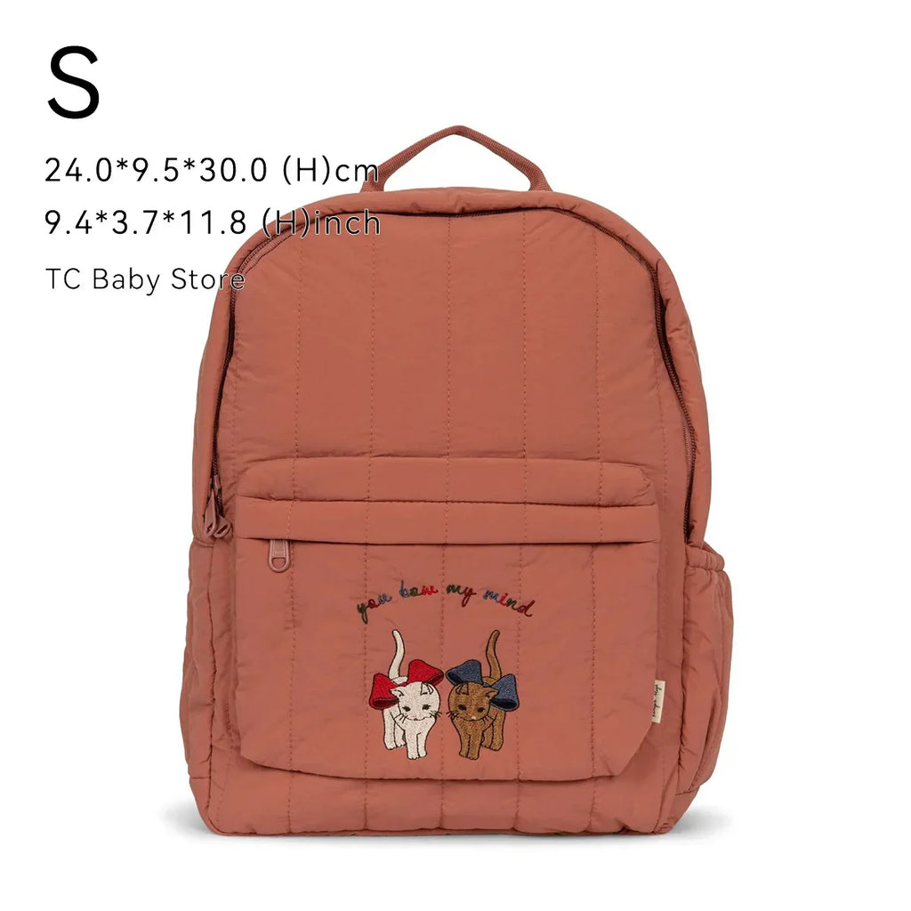 Cherry Parent-Child Kids Backpack — Kindergarten School Bag (Small & Large S/L) Lightweight Cotton Travel Bag for Boys, Girls & Moms