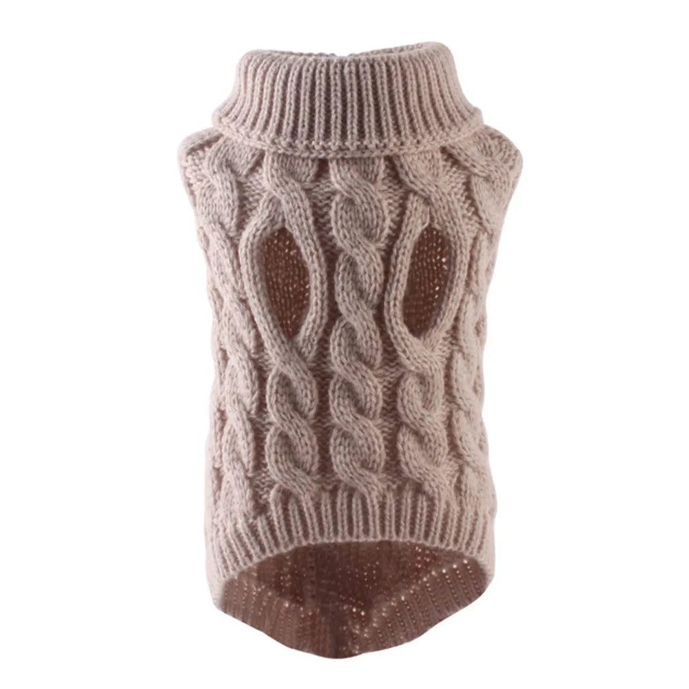Knitted Cable Dog Sweater - Warm Autumn/Winter Pullover for Small Dogs