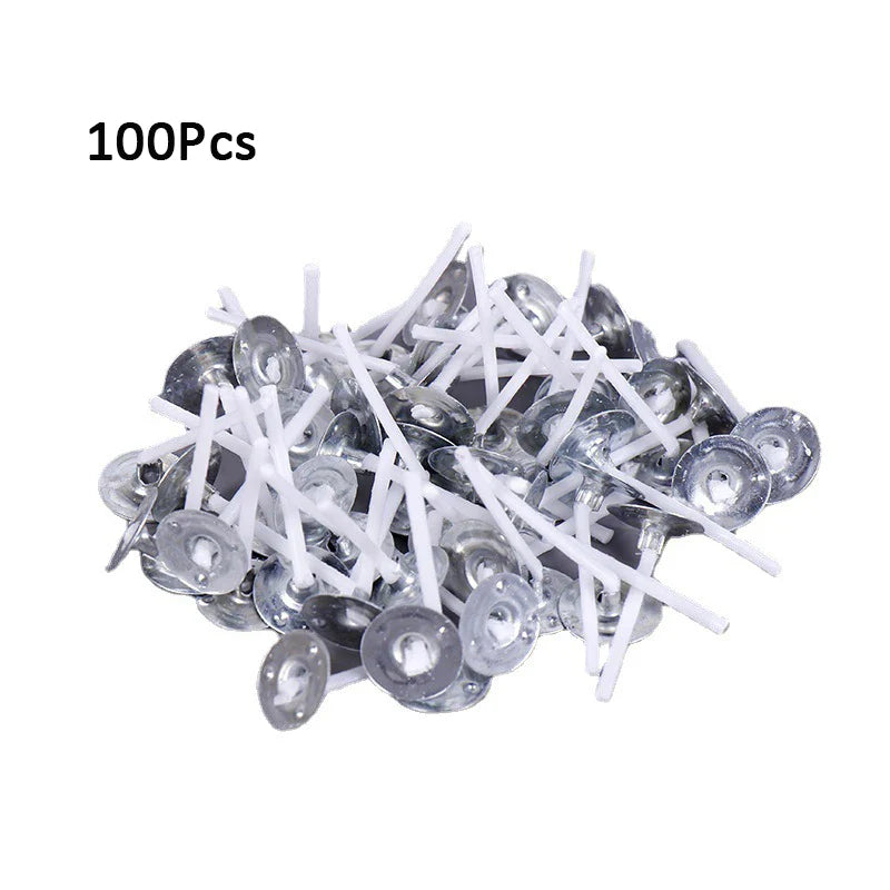 120-Pack Waxed Cotton Candle Wicks with Metal Stands, Smokeless Wicks for DIY Soy, Gel & Paraffin Candle Making