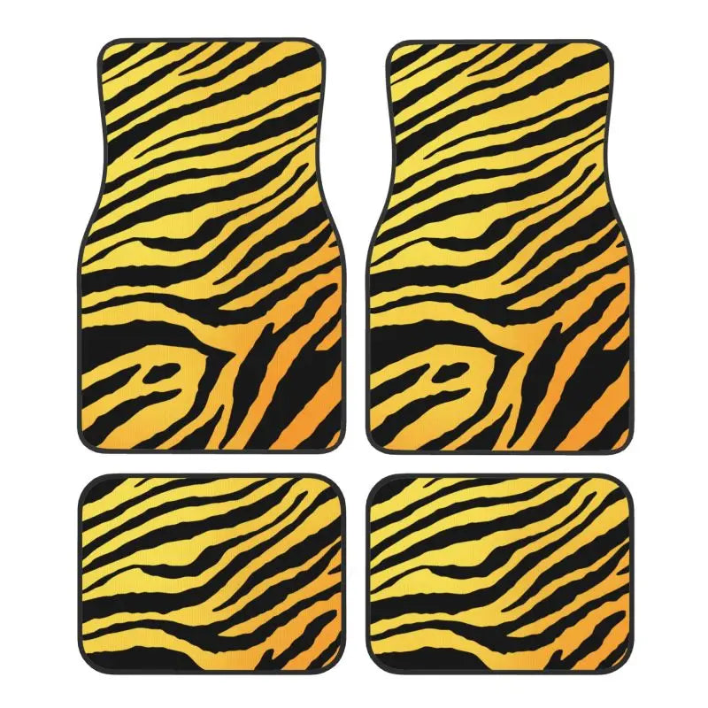 Zebra Stripe Car Floor Mats 4-Piece Non-Slip All-Weather Universal Mats for Sedan SUV