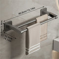 Self-Adhesive Double Towel Bar No-Drill Bathroom Towel Rack White/Gray