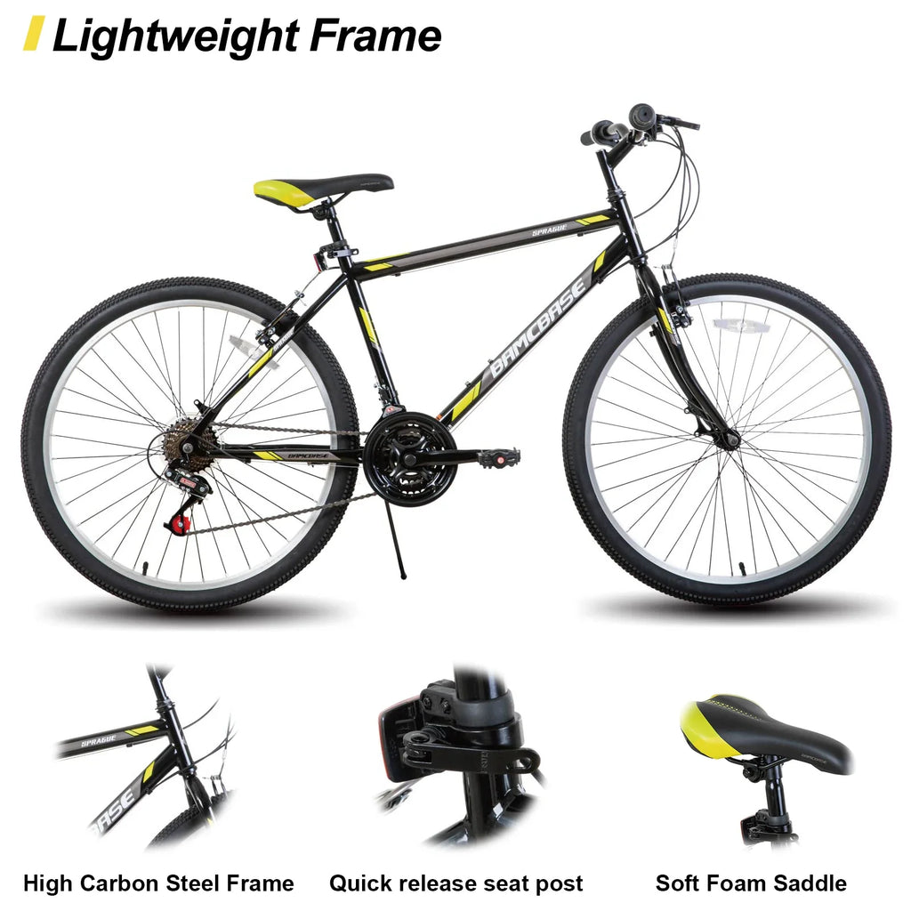 Unisex 24-inch & 26-inch Mountain Bike, 21-Speed, Chromoly Steel Frame, Dual V-Brake