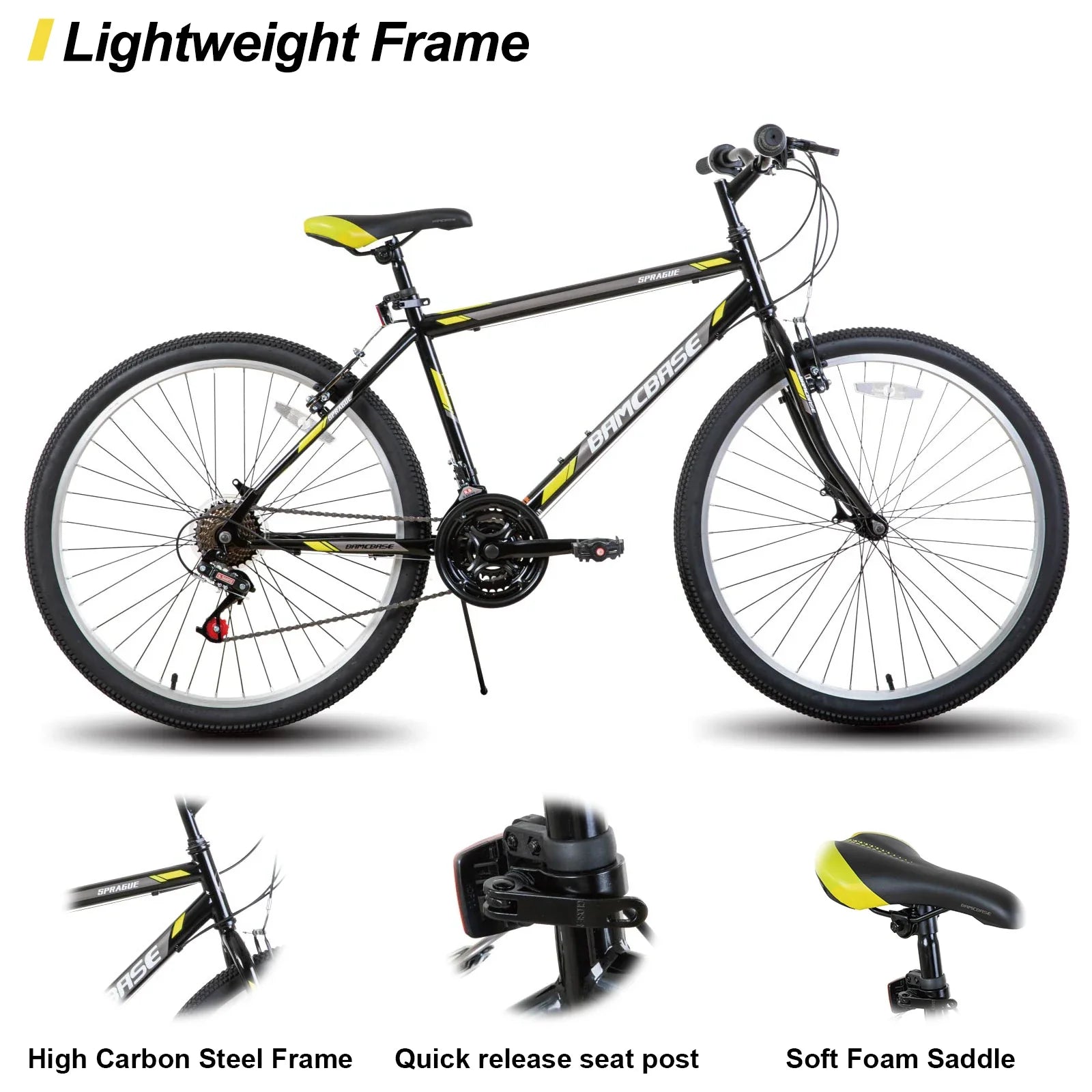 Unisex 24-inch & 26-inch Mountain Bike, 21-Speed, Chromoly Steel Frame, Dual V-Brake
