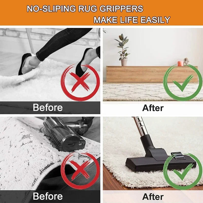 Triangular Rug Grippers 4/8-Pack – Anti-Slip Corner Carpet Pads, Washable Reusable for Tile & Hardwood