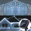 Solar Curtain Icicle Fairy String Lights 3.5M (11.5 ft) IP65 Waterproof Outdoor Wedding & Christmas Garden Decor