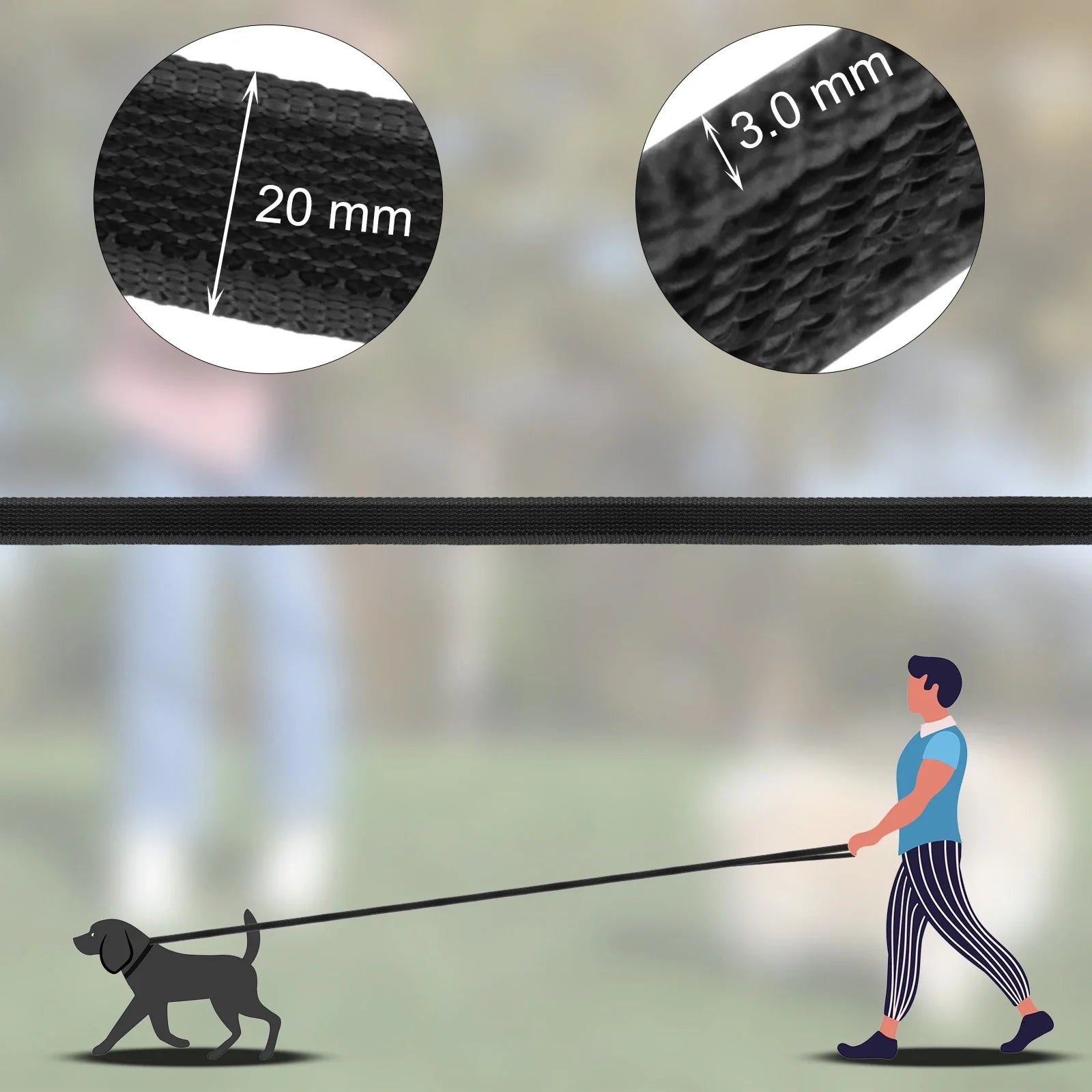 Adjustable Long Dog Leash – 1.5m/2m/3m/5m/10m/15m (4.9–49.2 ft) Lightweight Fiber Training Lead with Buckle, Personalized