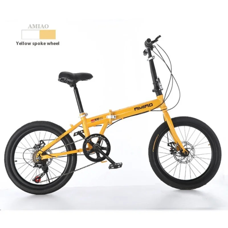 Adult 20-Inch (500mm) Foldable Bike – Portable Folding Bicycle with Front & Rear Disc Brakes, Multi-Speed Commuter Bike
