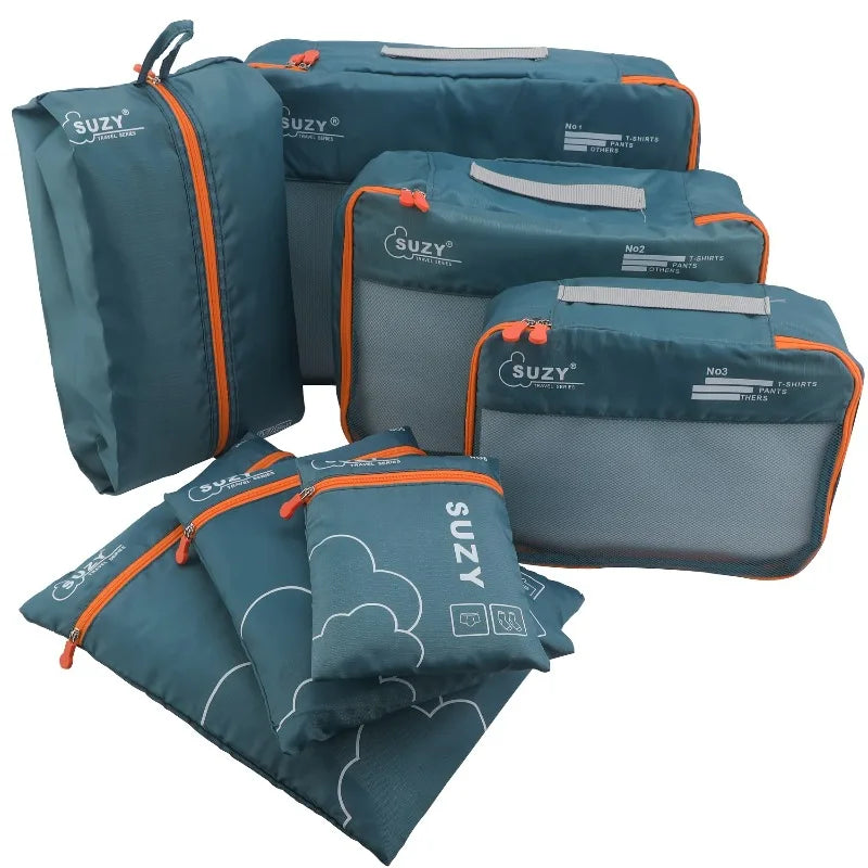 7-Piece Mesh Packing Cubes Set – Breathable Luggage Organizer Bags for Suitcases & Family Travel