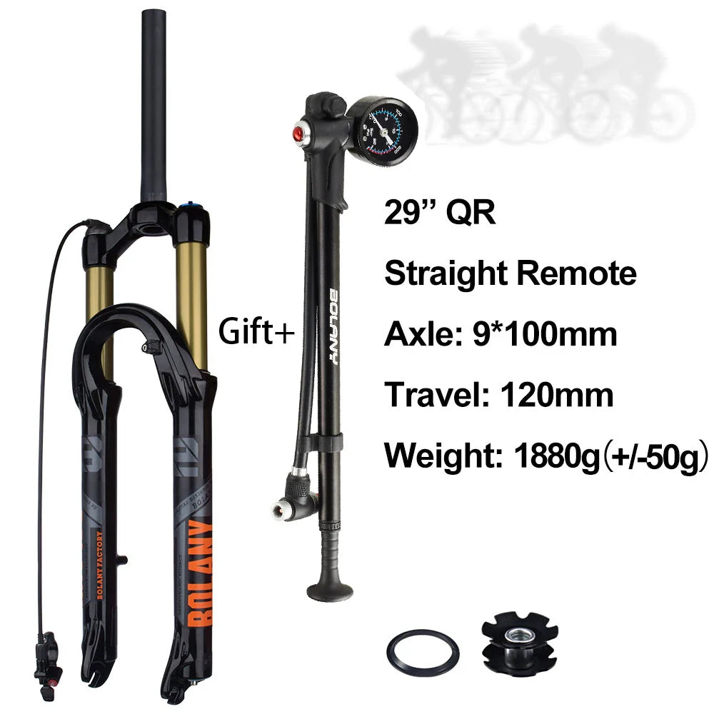 120mm (4.7in) Travel Mountain Bike Air Fork 27.5/29 in, 32mm (1.26in) Stanchion Magnesium Alloy Suspension - Orange