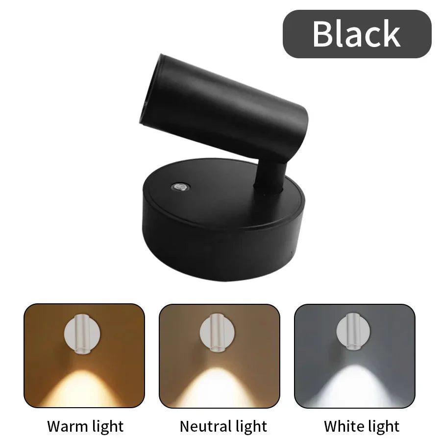 USB Rechargeable Magnetic LED Cordless Wall Light – Touch Dimmable Bedside Reading Lamp (Black/Gold/Silver/Orange/Coffee/White)
